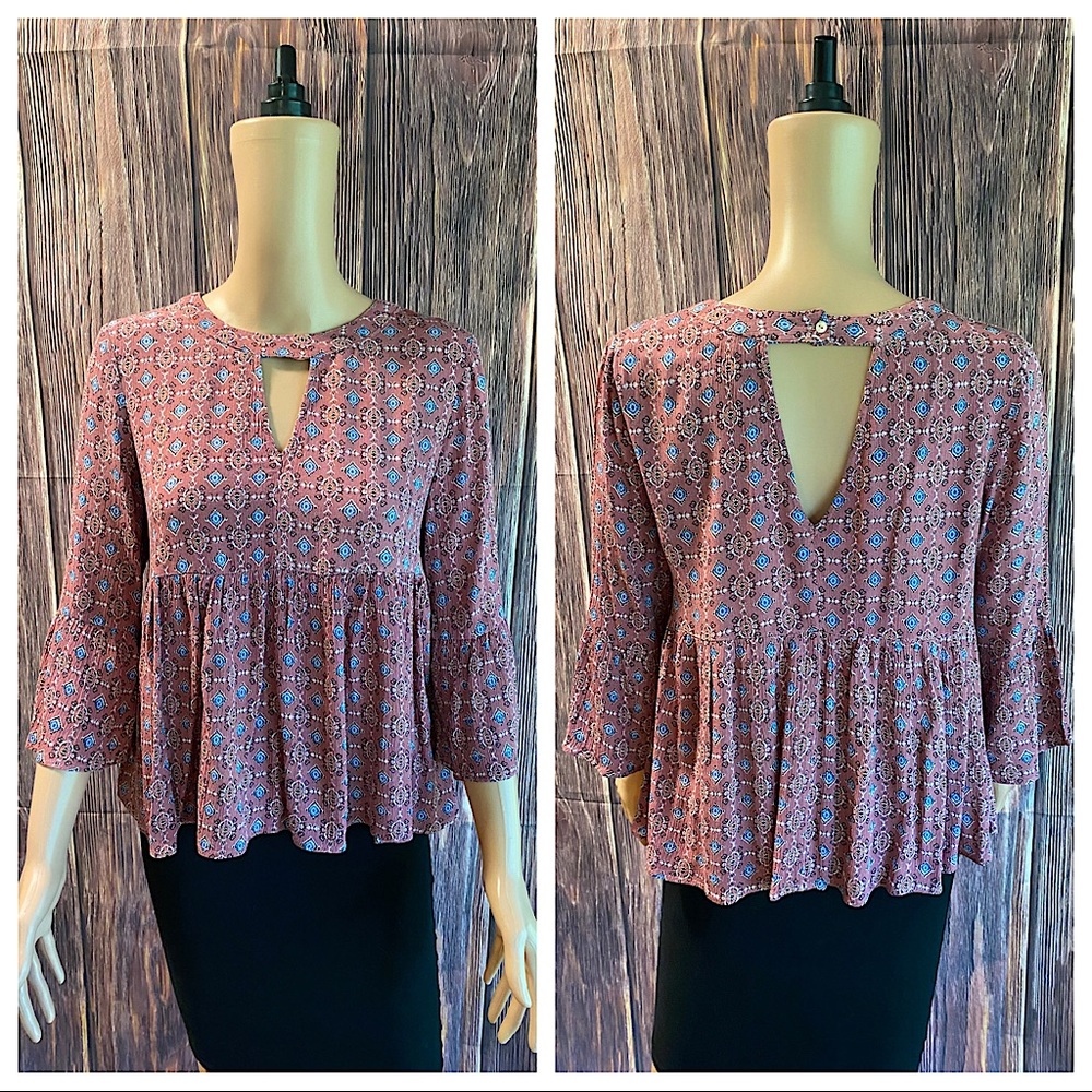 Altar’d State size small pastel pink blue & white boho print pattern